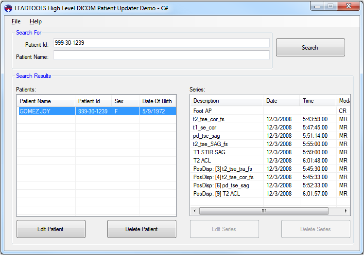 Patient Updater Delete Patient Record Search Select Patient Updater Delete Patient Record Search Select