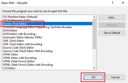 Select Generic PList Editor Select Generic PList Editor